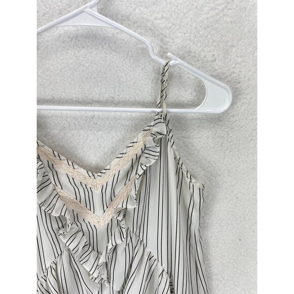 Rebecca Minkoff Ruffle Tiered Dress Women’s Size 0 White Striped Eyelet - Picture 3 of 9